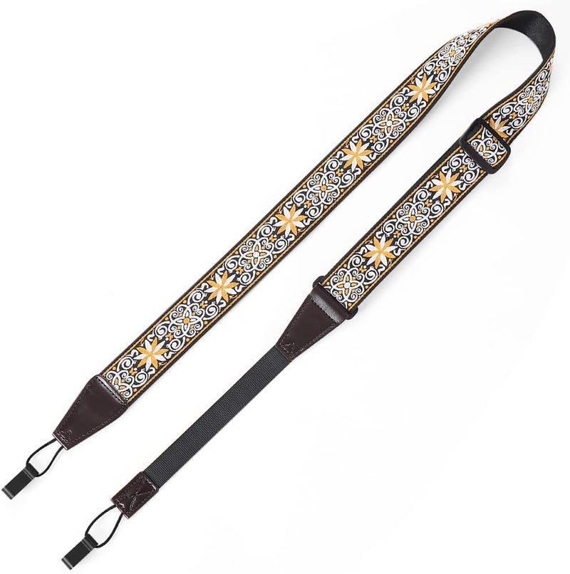 EYESHOT Ukulele Strap No Drill, Adjustable Double J Hook Clip on Uke Shoulder Strap, Hawaiian Jacquard Kind Style Hands Free Ukelele Strap, Easy to Use and Fit Most Standard Uke Sizes - Image 1